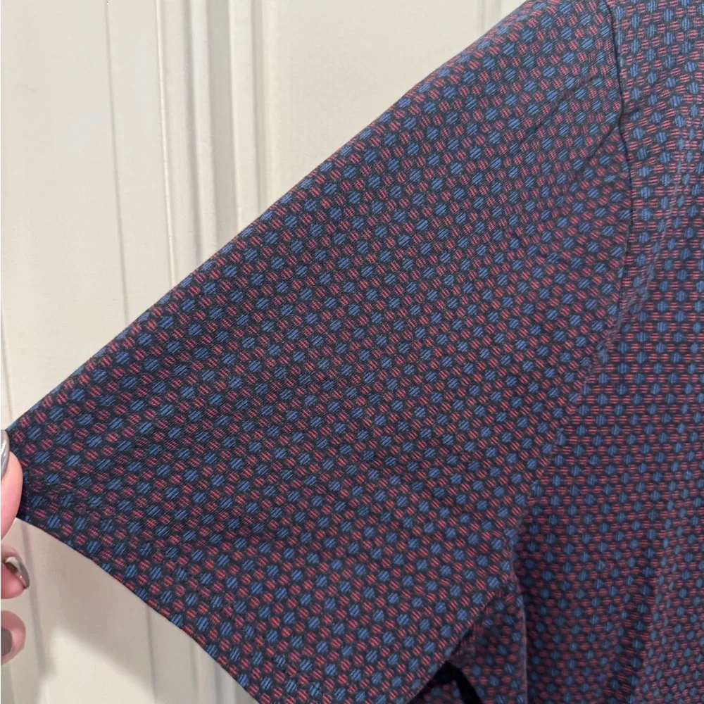 Mens EXPRESS Navy Red Patterned Shirt Size XL - Picture 4 of 8